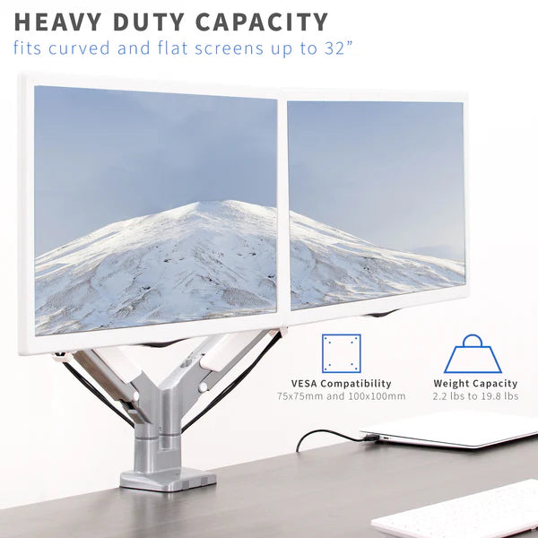 Cytiva Dual Gas Power Lift Monitor Arms w/ Vista Plate 32" Monitor Capacity